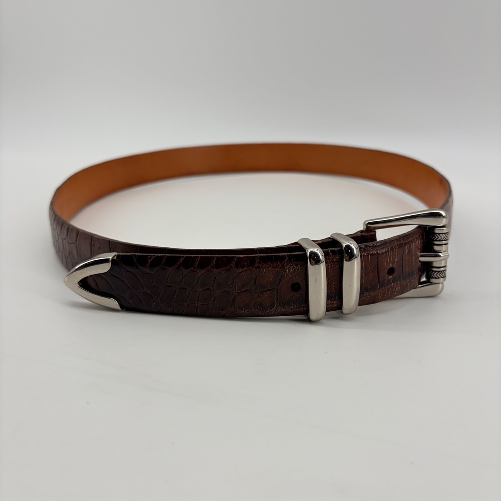 Martin Dingman Belt Mens 36 Brown Alligator Grain Calf Leather Western 22201